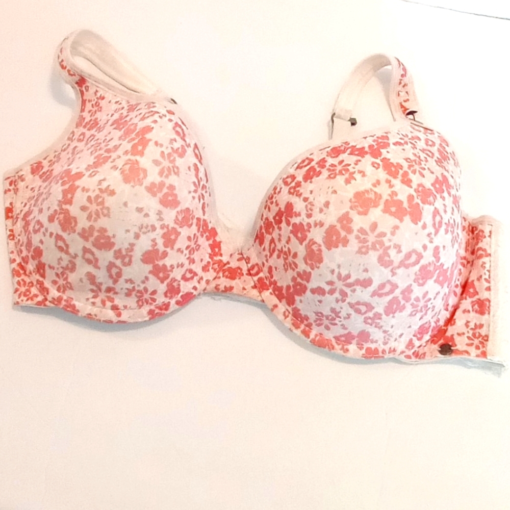 NWT Lucky Brand Super Soft Floral Pink White Wide Women's Bra Plus Size 42D